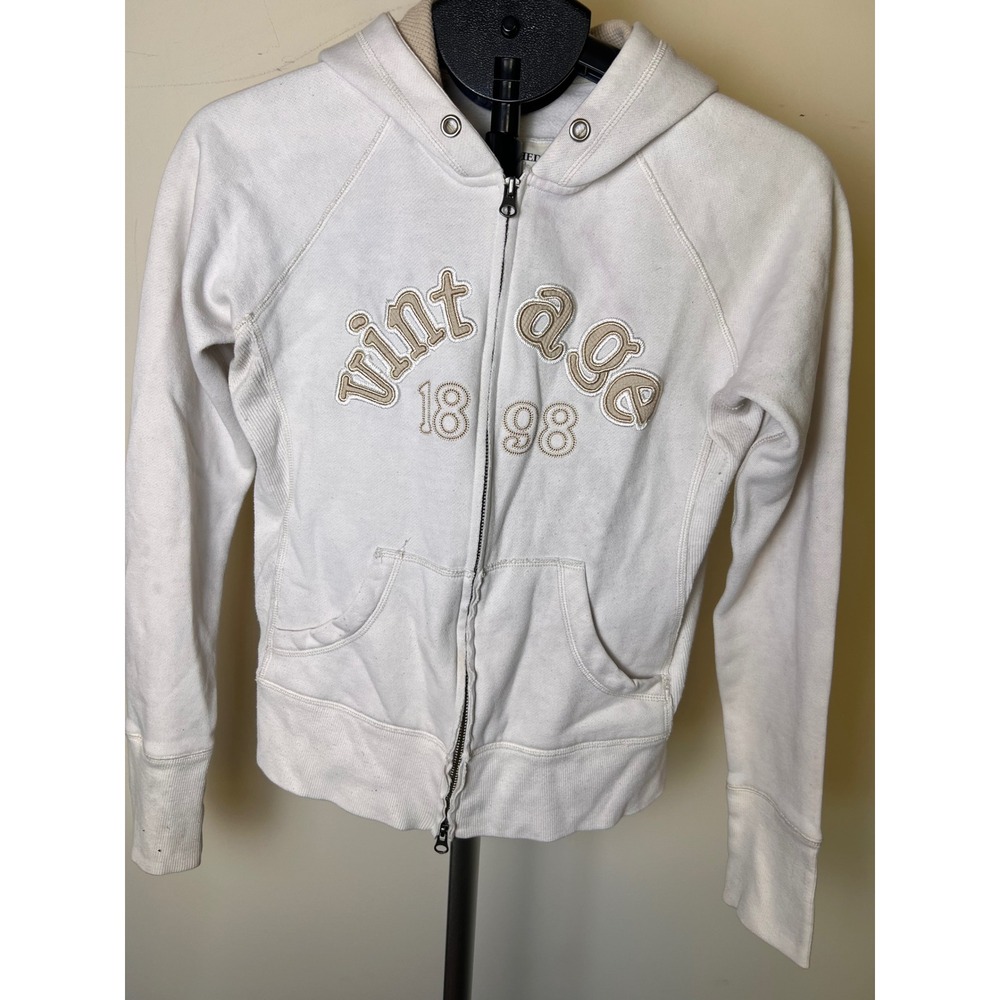 Cocoa Vintage Elephant Zip Up Hoodie Cream 1898 Graphic Y2K 90s Heritage Preppy